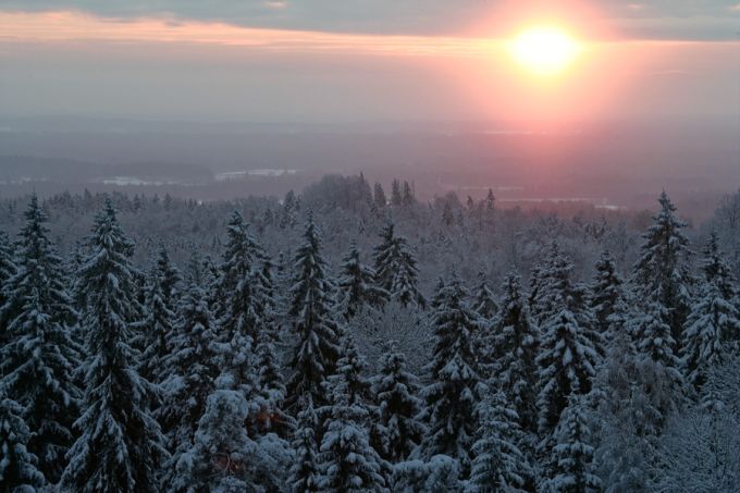 Päikeseloojang. Otepää kõrgustik 