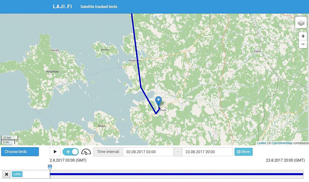 Letto jõudis oma rändeteel 23. augusti õhtuks Lihula lähistele