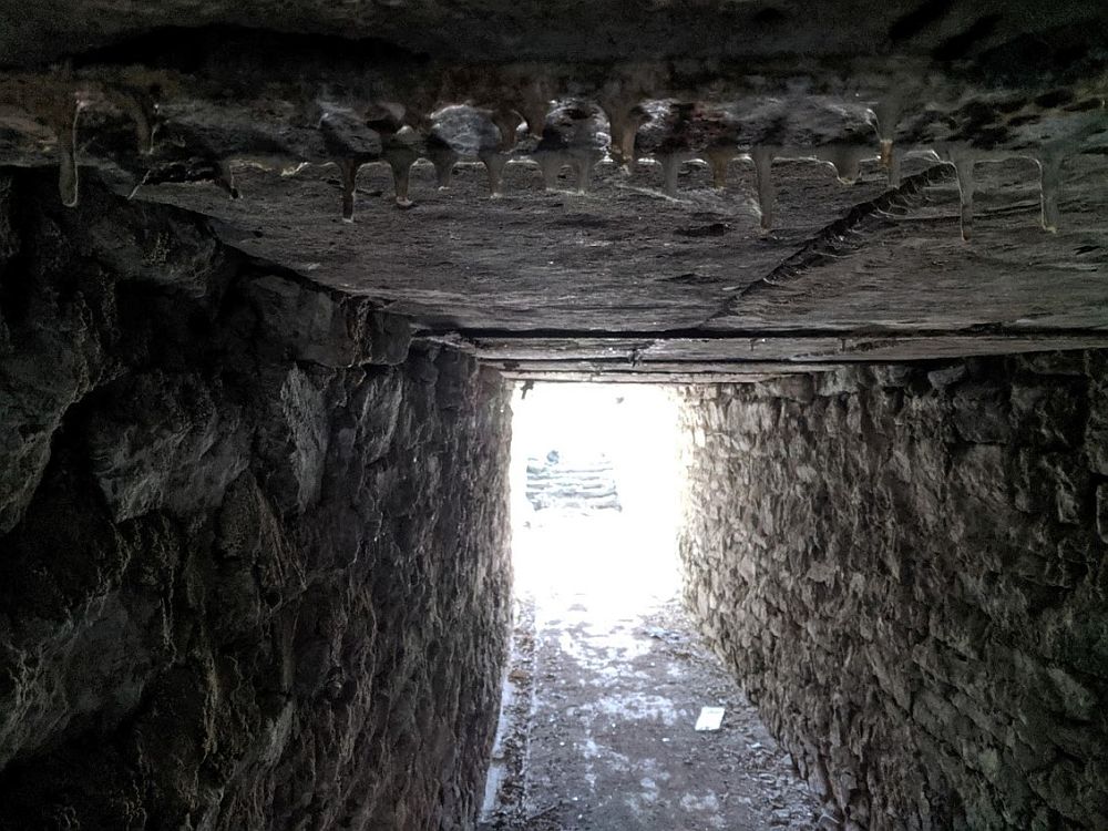 Stalakdiidid tunneli laes, Väike-Pakri põhjaküljel
