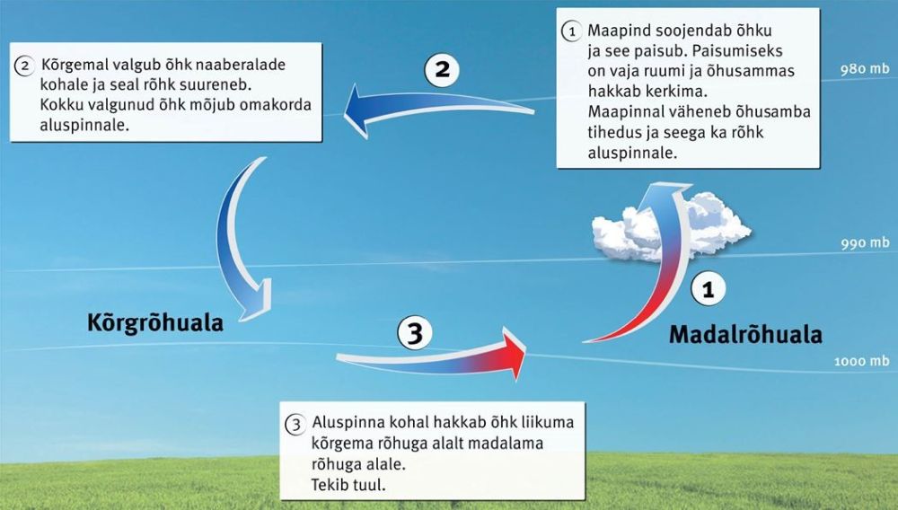 Tuul tekib, kui õhk liigub kõrgema rõhuga alalt madalama rõhuga alale
