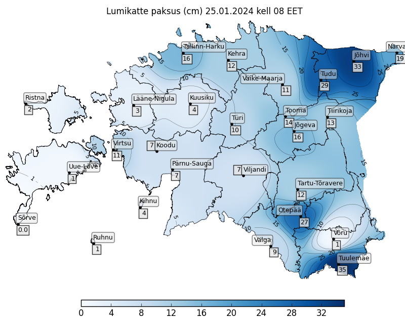 Ilmateenistuse lumeolude kaart