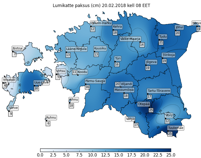 Ilmateenistuse lumeolude kaart