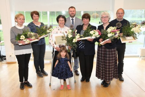 Vasakult Karin Poola, Aiki Jõgeva, Ester Valdvee, keskkonnaminister Rene Kokk, Anne Nurgamaa, Marju Kõivupuu ja Uudo Timm