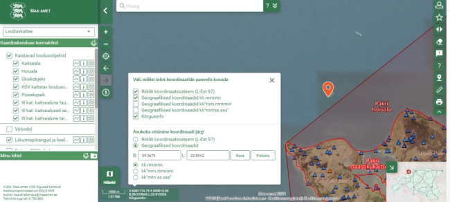 Andmed saadud Maa-ameti kaardiserveri andmed 07. veebruar 2021. kell 19:26