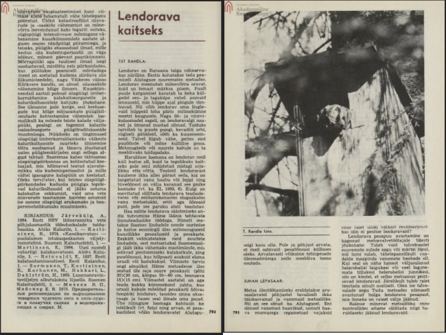 Tiit Randla. Lendorava kaitseks