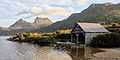 Boat shed and Cradle Mountain at Dove Lake, Tas 3.jpg